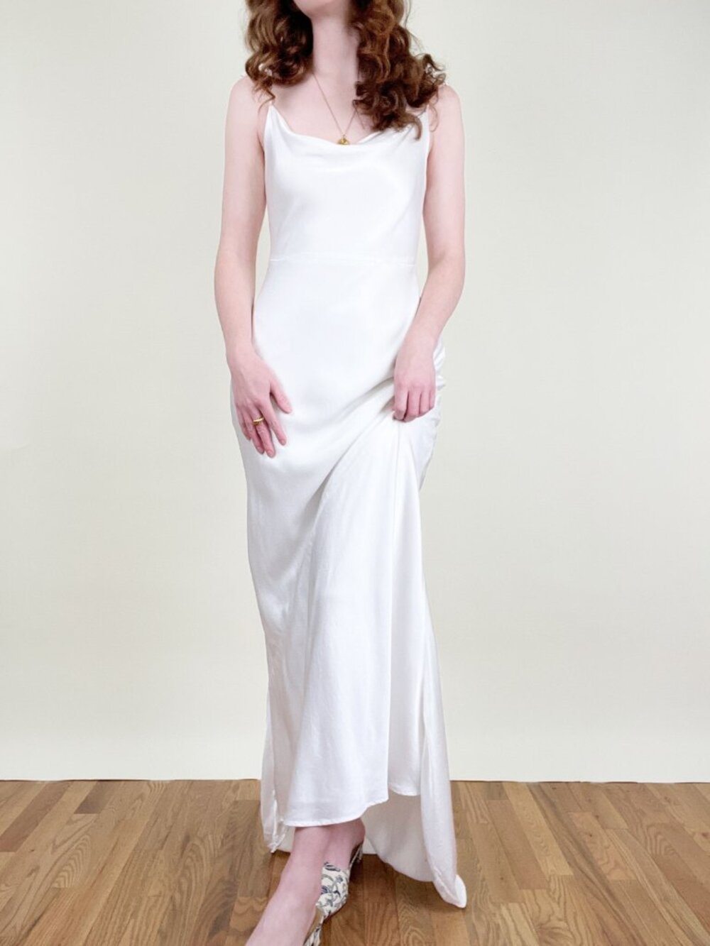 Vintage Slip Wedding Dress Gown Low Back Sleeveless Thin Straps Bias Cut 1990's - Picture 2 of 10